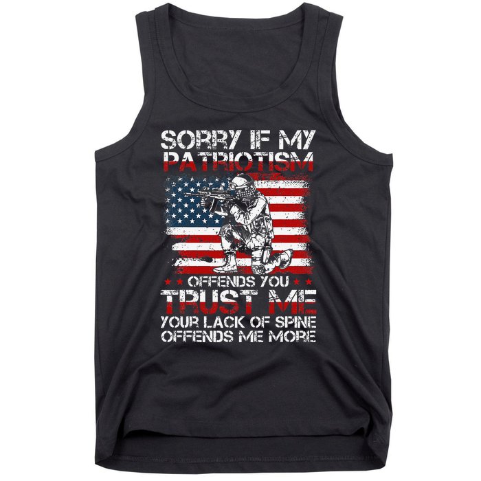 Sorry If My Patriotism Offends You Patriotic US Flag & Army Tank Top