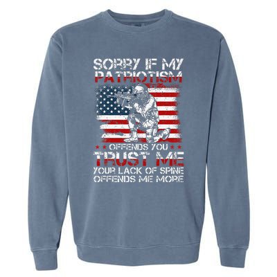 Sorry If My Patriotism Offends You Patriotic US Flag & Army Garment-Dyed Sweatshirt