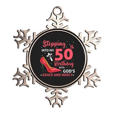 Stepping Into My 75th Birthday With Gods Grace & Mercy Metallic Star Ornament