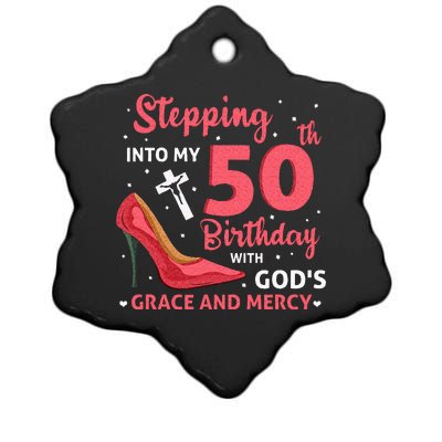 Stepping Into My 75th Birthday With Gods Grace & Mercy Ceramic Star Ornament