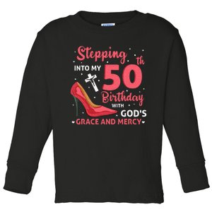 Stepping Into My 75th Birthday With Gods Grace & Mercy Toddler Long Sleeve Shirt