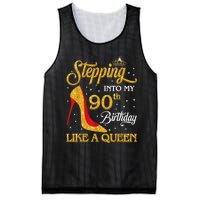 Stepping Into My 90th Birthday Like A Queen Bday Gift Wo Mesh Reversible Basketball Jersey Tank