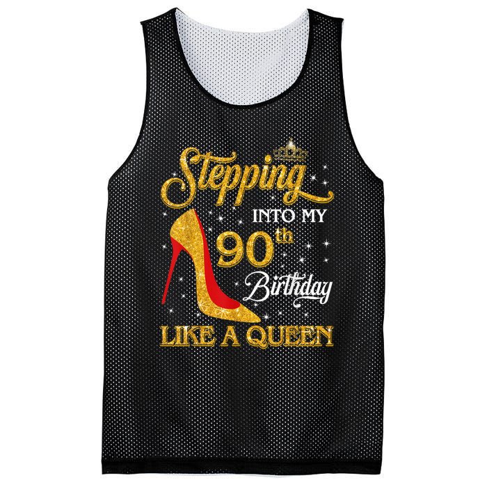 Stepping Into My 90th Birthday Like A Queen Bday Gift Wo Mesh Reversible Basketball Jersey Tank