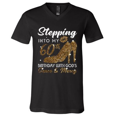 Stepping Into My 78th Birthday With Gods Grace & Mercy V-Neck T-Shirt