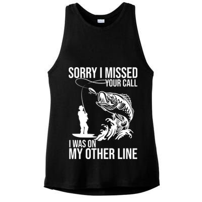 Sorry I Missed Your Call I Was On My Other Line Funny Fishing Ladies PosiCharge Tri-Blend Wicking Tank