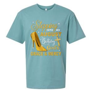 Stepping Into My August Birthday With Gods Grace And Mercy Sueded Cloud Jersey T-Shirt