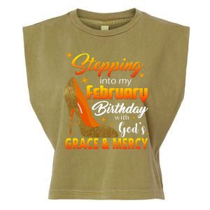 Stepping Into My February Birthday With God's Grace And Mercy Garment-Dyed Women's Muscle Tee