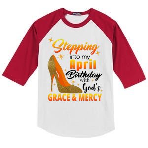 Stepping Into My April Birthday With God's Grace And Mercy Kids Colorblock Raglan Jersey