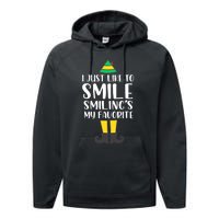 Smiling Is My Favorite Christmas Elf Buddy Performance Fleece Hoodie