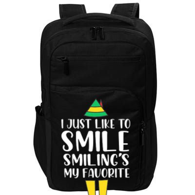 Smiling Is My Favorite Christmas Elf Buddy Impact Tech Backpack