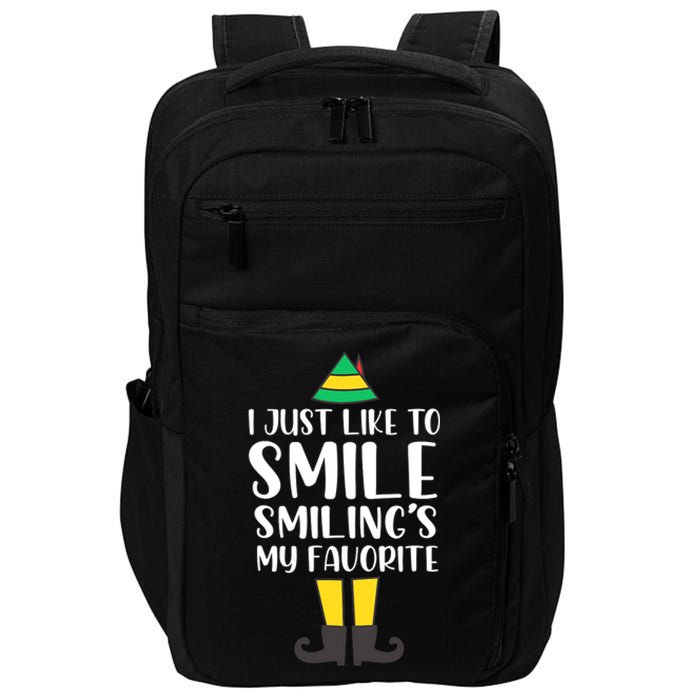 Smiling Is My Favorite Christmas Elf Buddy Impact Tech Backpack