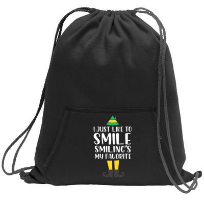 Smiling Is My Favorite Christmas Elf Buddy Sweatshirt Cinch Pack Bag