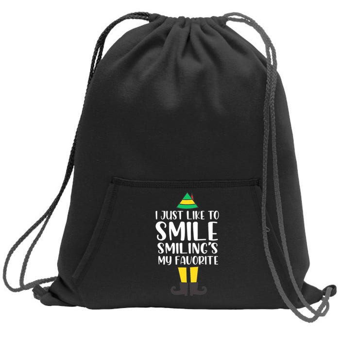 Smiling Is My Favorite Christmas Elf Buddy Sweatshirt Cinch Pack Bag