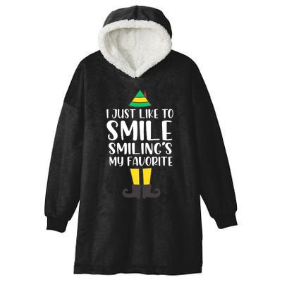 Smiling Is My Favorite Christmas Elf Buddy Hooded Wearable Blanket