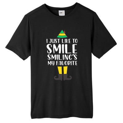 Smiling Is My Favorite Christmas Elf Buddy Tall Fusion ChromaSoft Performance T-Shirt