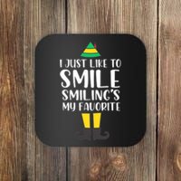 Smiling Is My Favorite Christmas Elf Buddy Coaster