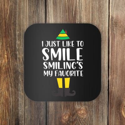 Smiling Is My Favorite Christmas Elf Buddy Coaster