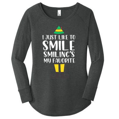 Smiling Is My Favorite Christmas Elf Buddy Women's Perfect Tri Tunic Long Sleeve Shirt