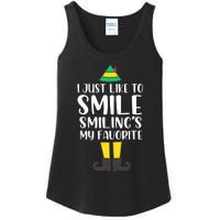 Smiling Is My Favorite Christmas Elf Buddy Ladies Essential Tank