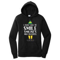 Smiling Is My Favorite Christmas Elf Buddy Women's Pullover Hoodie