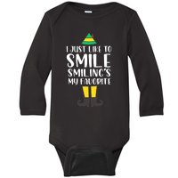 Smiling Is My Favorite Christmas Elf Buddy Baby Long Sleeve Bodysuit