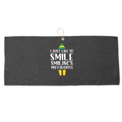 Smiling Is My Favorite Christmas Elf Buddy Large Microfiber Waffle Golf Towel