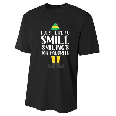 Smiling Is My Favorite Christmas Elf Buddy Performance Sprint T-Shirt