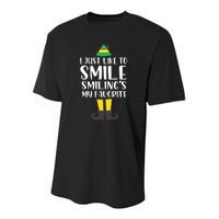 Smiling Is My Favorite Christmas Elf Buddy Youth Performance Sprint T-Shirt