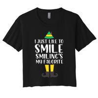 Smiling Is My Favorite Christmas Elf Buddy Women's Crop Top Tee