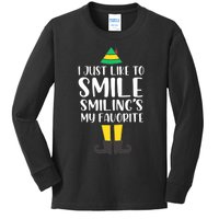 Smiling Is My Favorite Christmas Elf Buddy Kids Long Sleeve Shirt