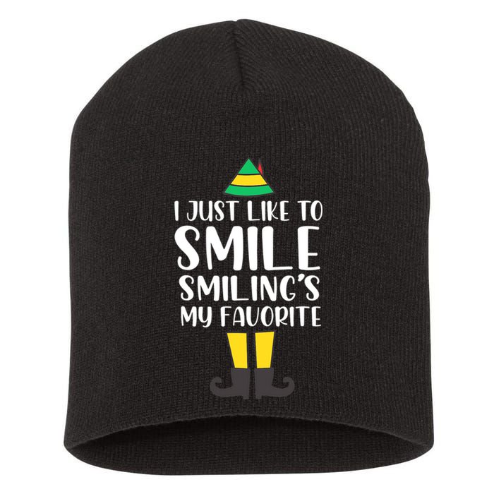 Smiling Is My Favorite Christmas Elf Buddy Short Acrylic Beanie