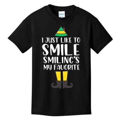 Smiling Is My Favorite Christmas Elf Buddy Kids T-Shirt