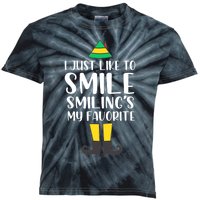 Smiling Is My Favorite Christmas Elf Buddy Kids Tie-Dye T-Shirt