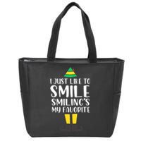 Smiling Is My Favorite Christmas Elf Buddy Zip Tote Bag