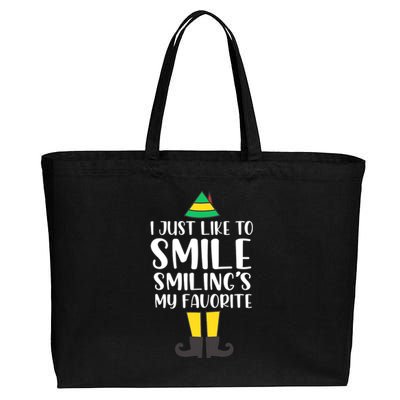 Smiling Is My Favorite Christmas Elf Buddy Cotton Canvas Jumbo Tote