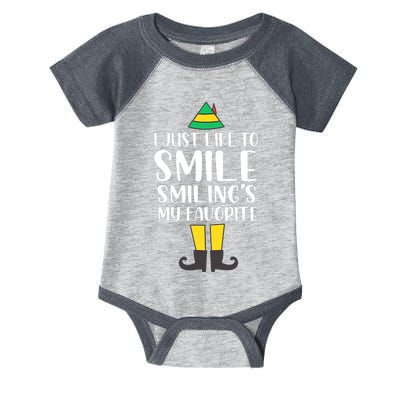 Smiling Is My Favorite Christmas Elf Buddy Infant Baby Jersey Bodysuit