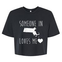 Someone in Massachusetts Loves Me! Cute State Bella+Canvas Jersey Crop Tee