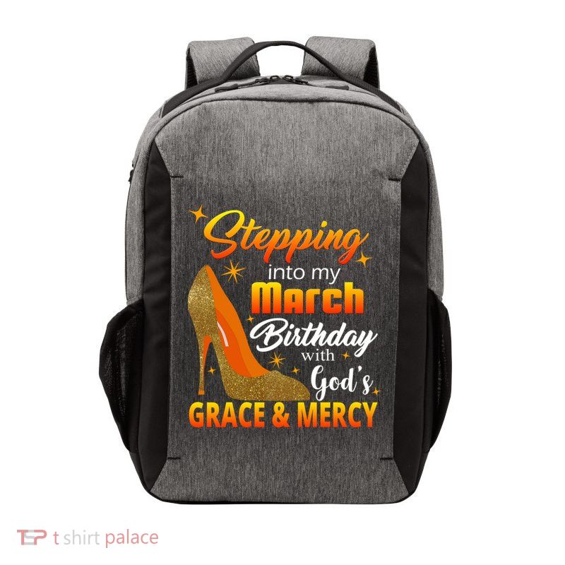Stepping Into My March Birthday With God's Grace And Mercy Vector Backpack