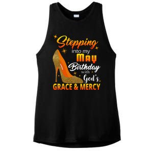 Stepping Into My May Birthday With God's Grace And Mercy Ladies PosiCharge Tri-Blend Wicking Tank