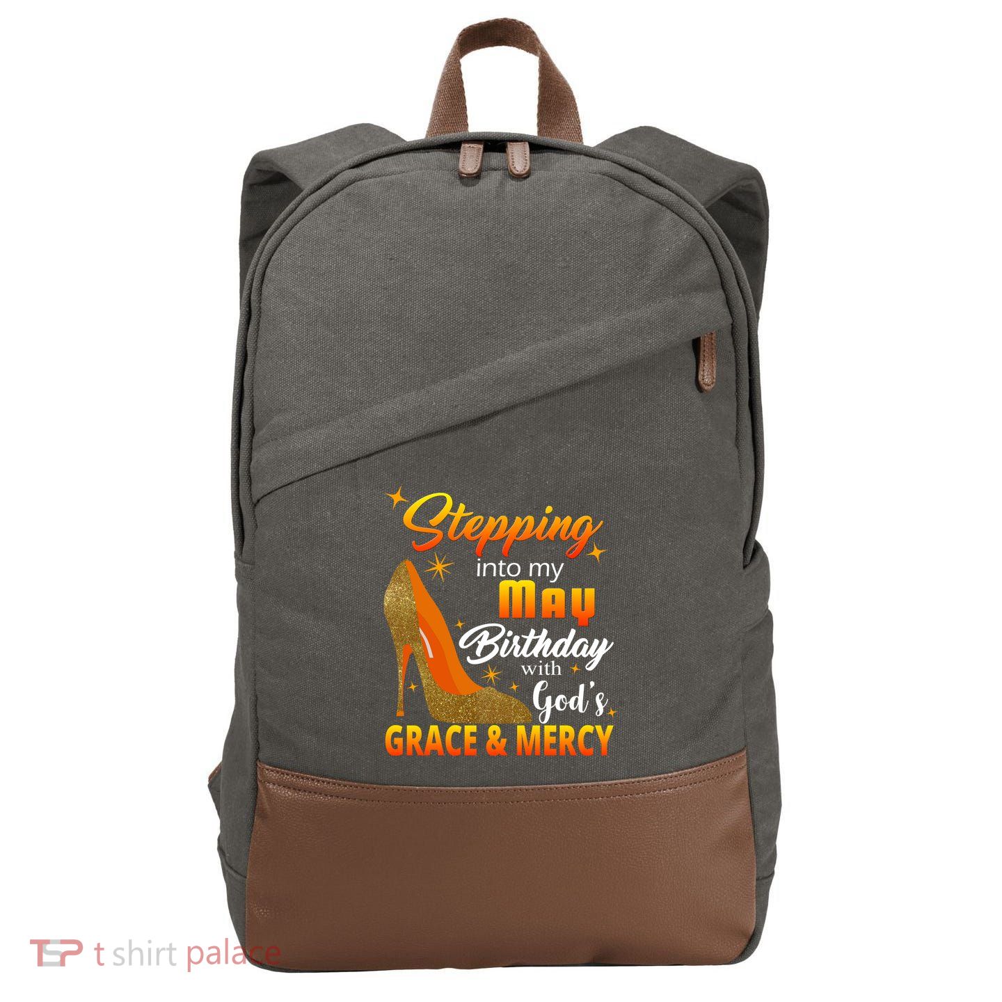 Stepping Into My May Birthday With God's Grace And Mercy Cotton Canvas Backpack