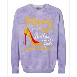 Stepping Into My 65th Birthday Women Funny 65 Year Old Colorblast Crewneck Sweatshirt