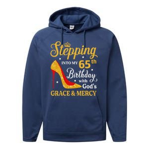 Stepping Into My 65th Birthday Women Funny 65 Year Old Performance Fleece Hoodie