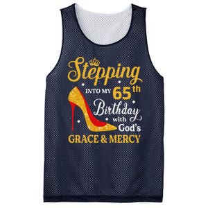 Stepping Into My 65th Birthday Women Funny 65 Year Old Mesh Reversible Basketball Jersey Tank