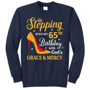 Stepping Into My 65th Birthday Women Funny 65 Year Old Tall Sweatshirt