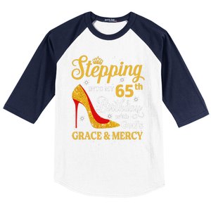 Stepping Into My 65th Birthday Women Funny 65 Year Old Baseball Sleeve Shirt