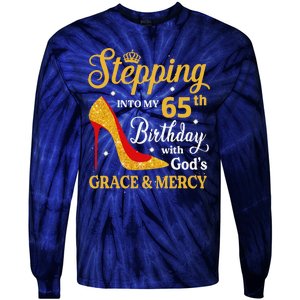 Stepping Into My 65th Birthday Women Funny 65 Year Old Tie-Dye Long Sleeve Shirt