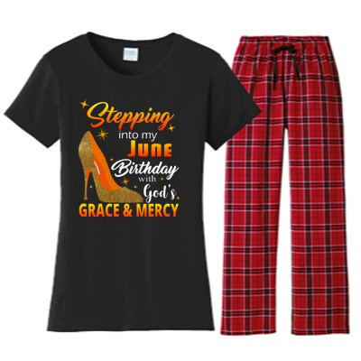 Stepping Into My June Birthday With God's Grace And Mercy Women's Flannel Pajama Set