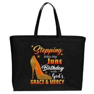 Stepping Into My June Birthday With God's Grace And Mercy Cotton Canvas Jumbo Tote