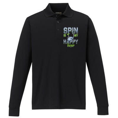 Spin Is My Happy Hour Funny Gym Workout Spinning Gift Cute Gift Performance Long Sleeve Polo