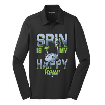 Spin Is My Happy Hour Funny Gym Workout Spinning Gift Cute Gift Silk Touch Performance Long Sleeve Polo